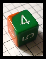 Dice : Dice - 6D - Chessex Half and Half Orange and Green with White Numerals - Gen Con Aug 2009